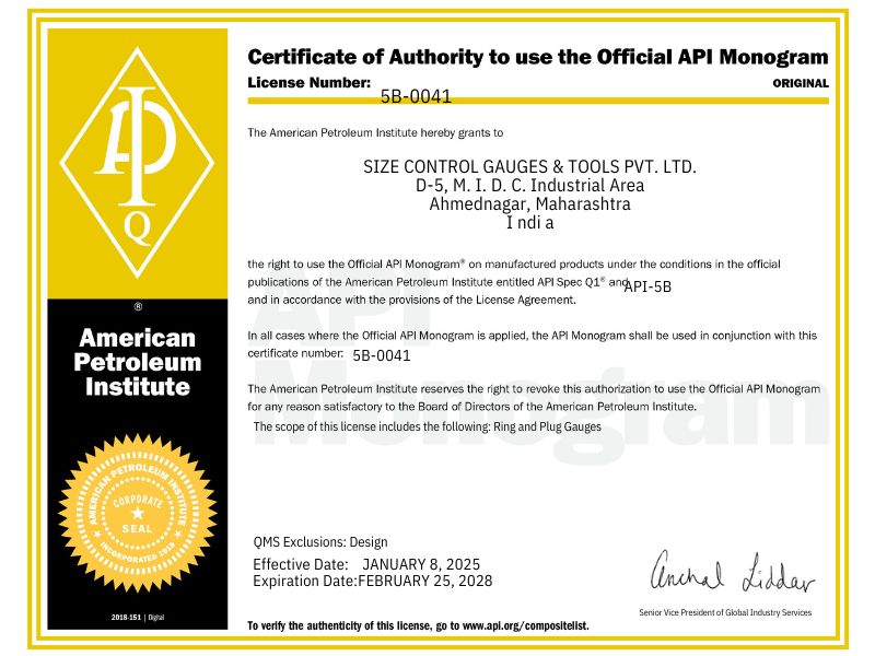 API-5B CERTIFICATE