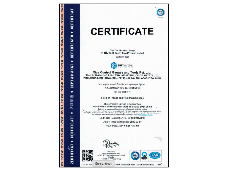 ISO 9001:2015 CERTIFICATE